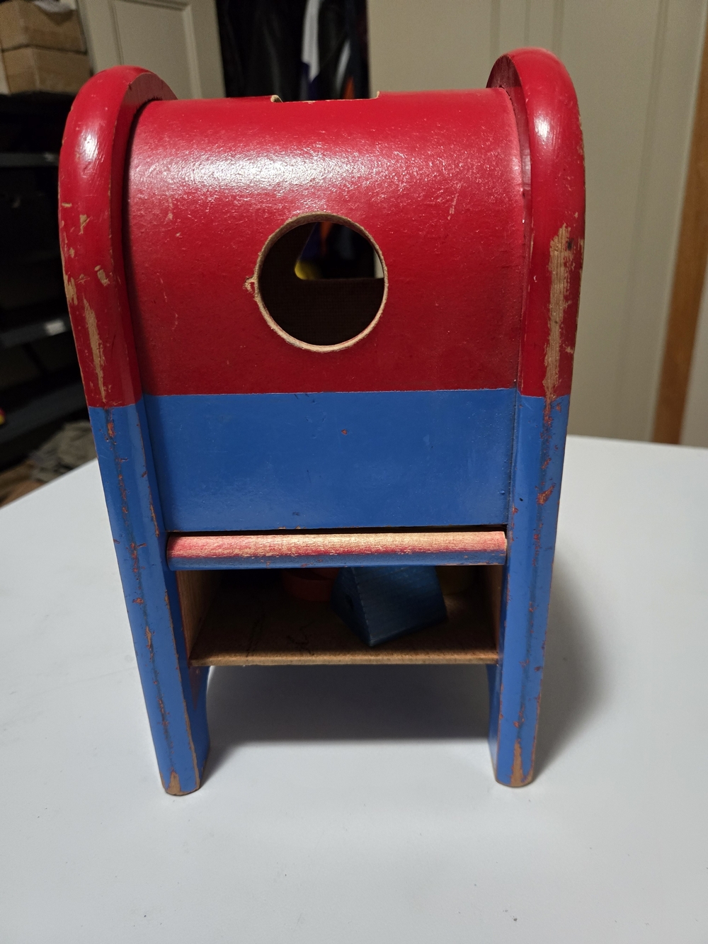 Kids Wooden Shape Sorter Toy - Red & Blue